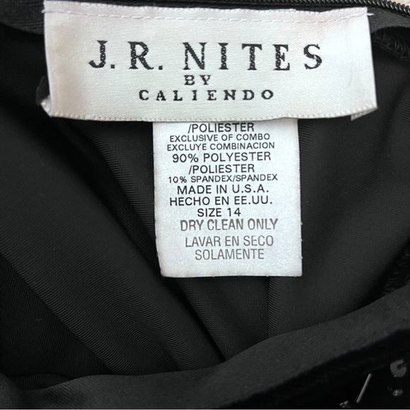 Jumpsuit Black Faux Velvet Top Beaded Belted VTG New JR Nites - Picture 6 of 8